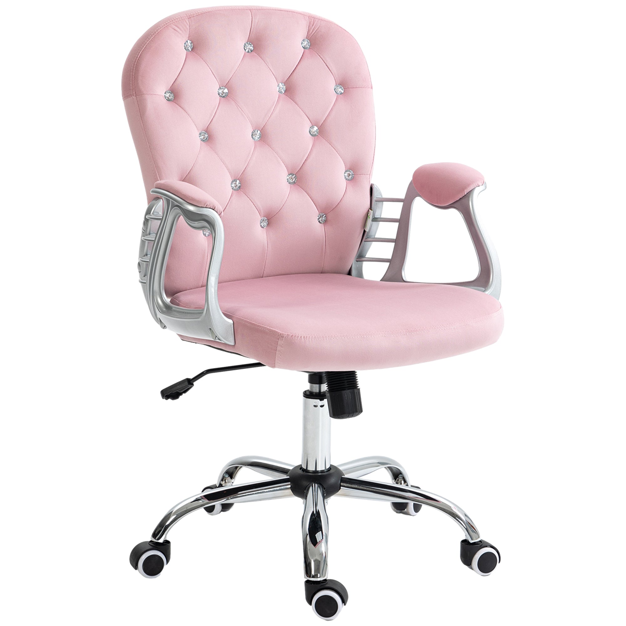 Pink Vinsetto Velvet Home Office Chair