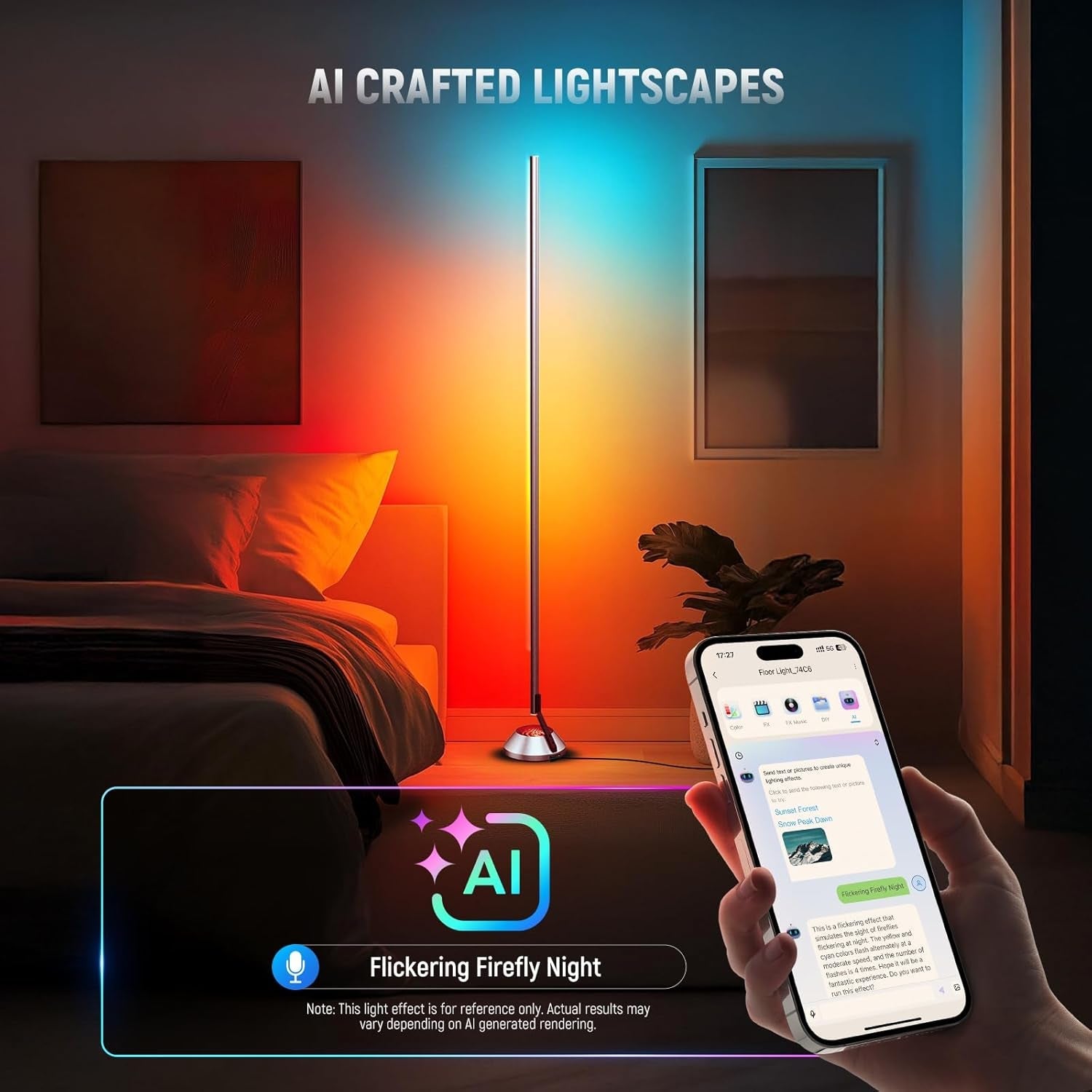 Smart RGBW Floor Lamp Includes 1500 Lumen AppControl