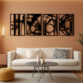 Black Abstract Metal Wall Art 4 Pack Minimalist 3D-0
