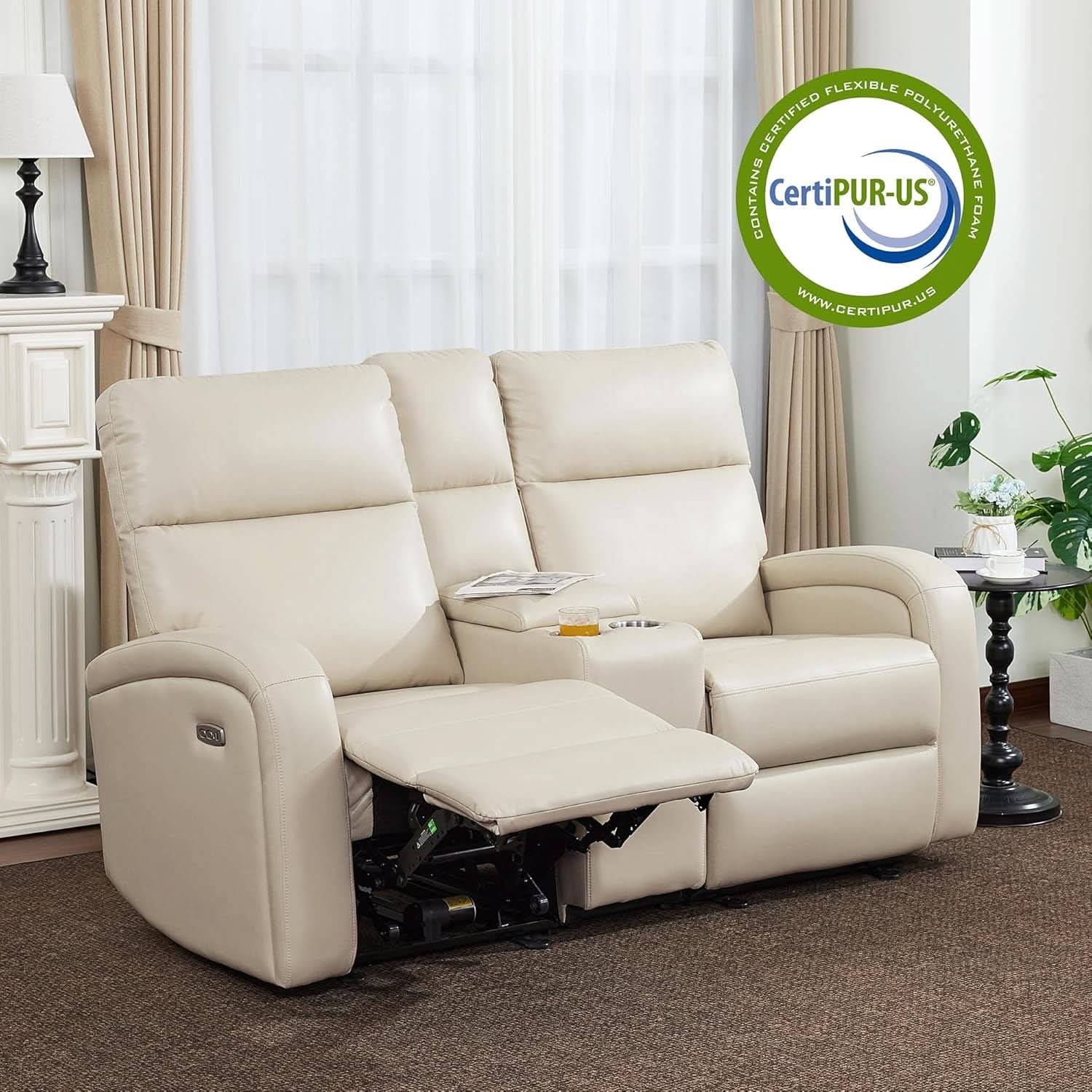 65.7-Inch Zero Wall Recliner Loveseat With Console-4