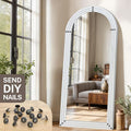 71x30 Full Length Arched Mirror Handcrafted Rustic White