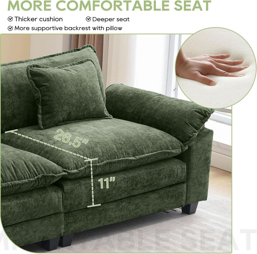 120Inch Green Modular Sectional Sofa Featuring Ottoman-3