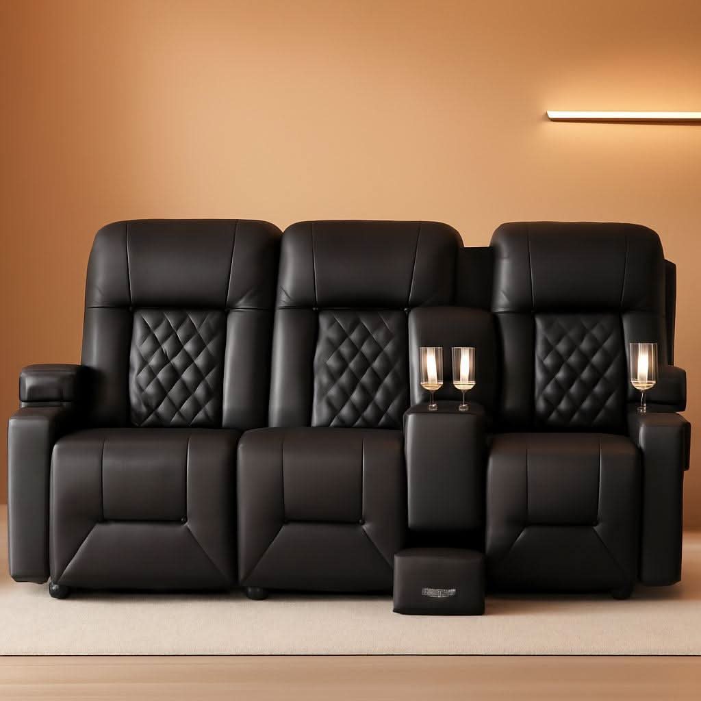 Three Seat Recliner Sofa With USB Ports And Storage-0