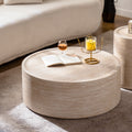 31.5'' Round Coffee Table with Mars Pattern for Living Room, Modern Drum Circle  Coffee Table for Living Room, No Need Assembly (Mars Pattern)