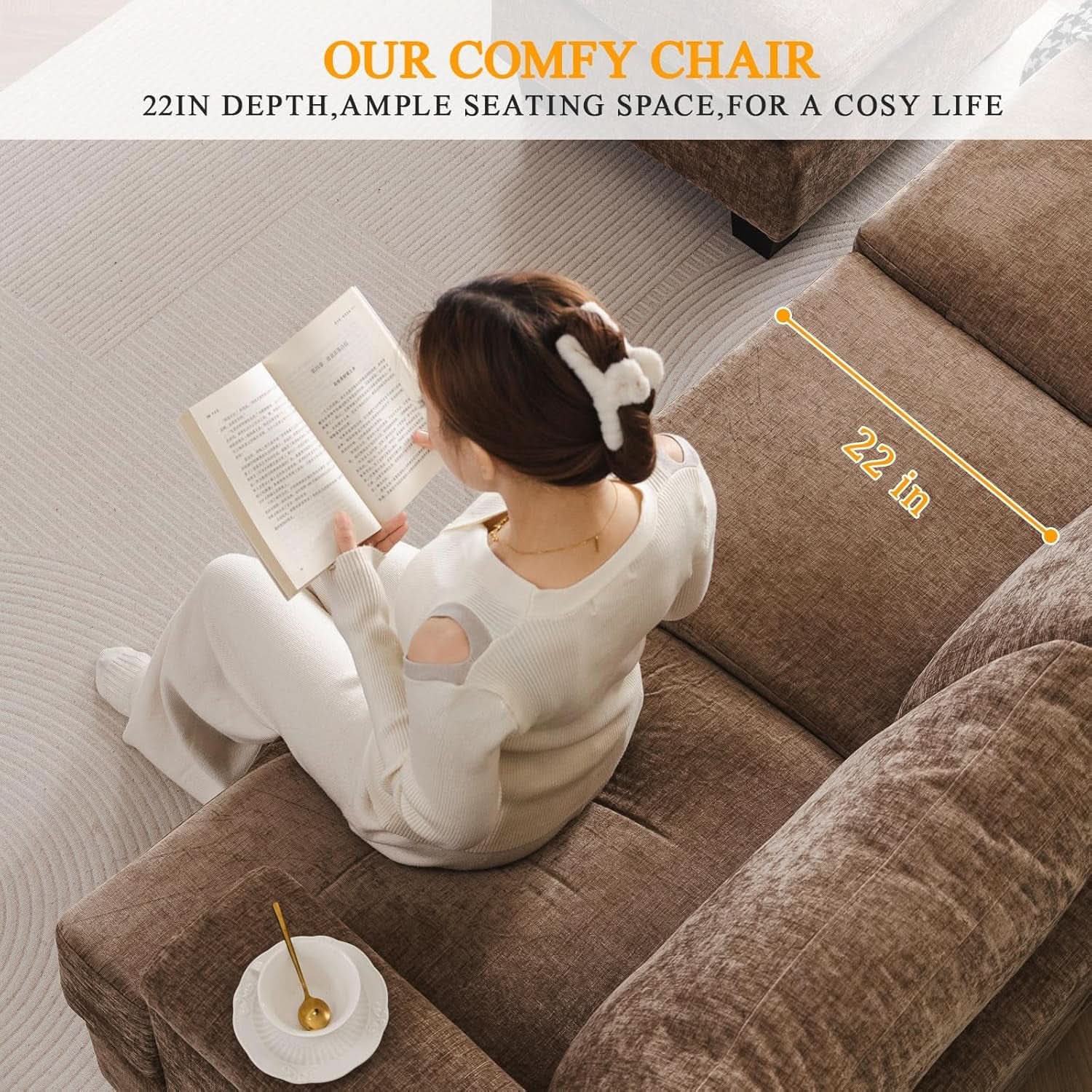 85 Inch L Shaped Couch Armrest Organizer Movable Ottoman-1