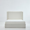 Carmen Minimalist Upholstered Wingback Bed Frame with Textured Ivory Canvas Chenille and 54' High Headboard