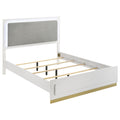 Sophia White Modern 4-Piece Queen Bedroom Set with Gold Accents in Light Grey Fabric