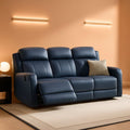 Genuine Navy Leather Adjustable Dual Motor Power Recliner-0