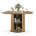 43' Round Dining Table for 4 People, Small Wood Kitchen Table with Sturdy Metal Base, Modern Round Dinner Table for Dining Room, Easy Assembly