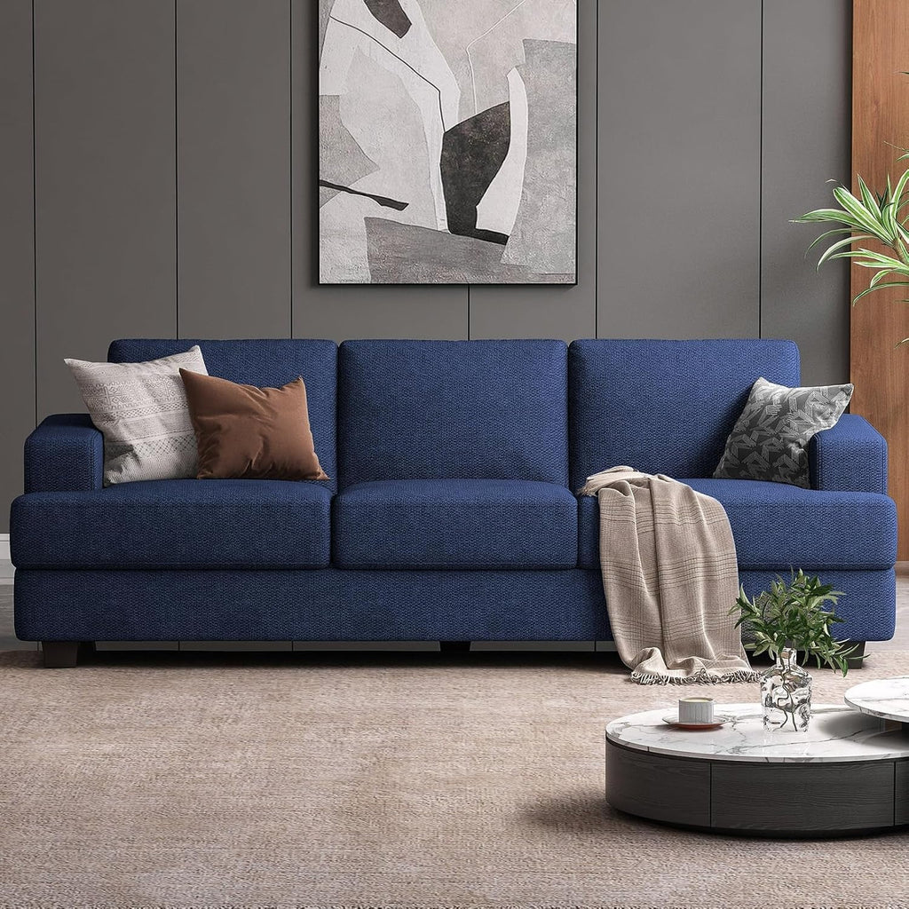 89 Inch Navy Blue Deep Seats Oversized Sofa Living Room-0