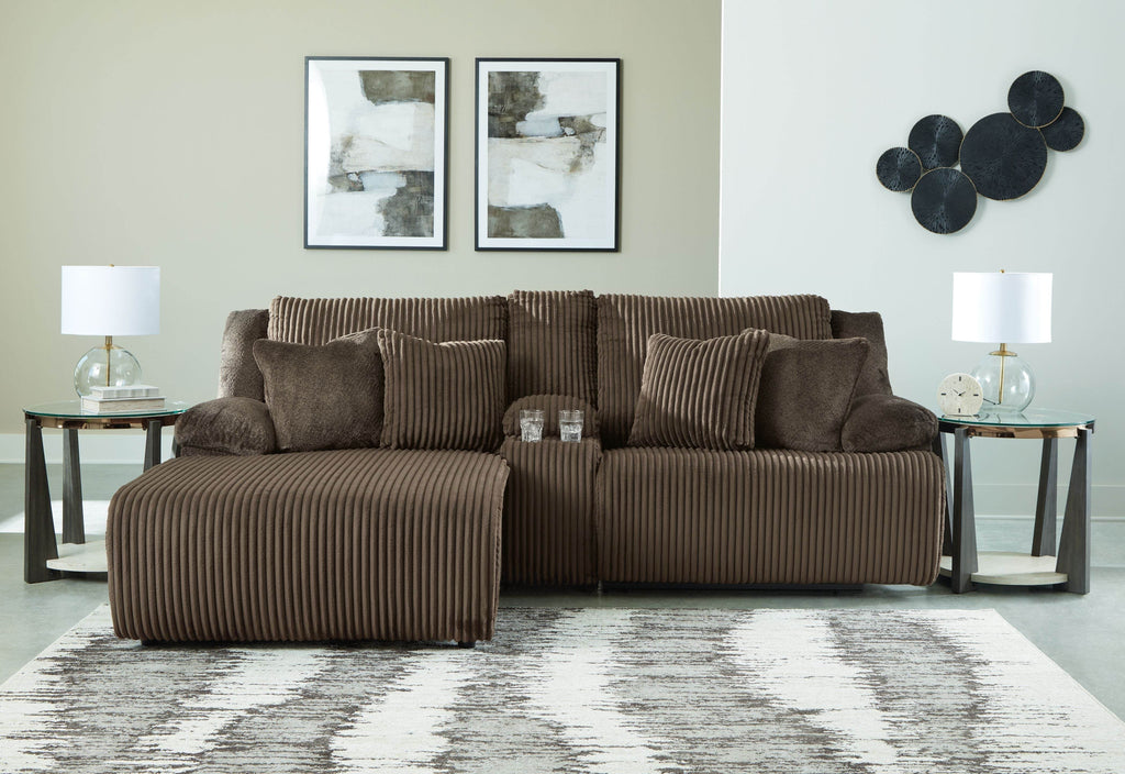 Top Tier - 3-Piece Reclining Sectional Sofa With Laf Press Back Chaise - Fabric - Chocolate-1