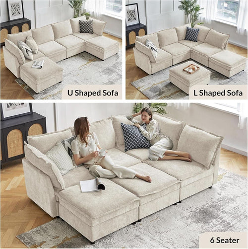 Beige Storage Sectional