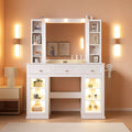 White Glass Vanity Desk With Multi functional Lighting-0