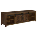 Madra Dark Pine 2-Door Engineered Wood TV Stand with Sliding Doors and Drawers in Brown Finish, Medium Density Fiberboard and Metal Construction