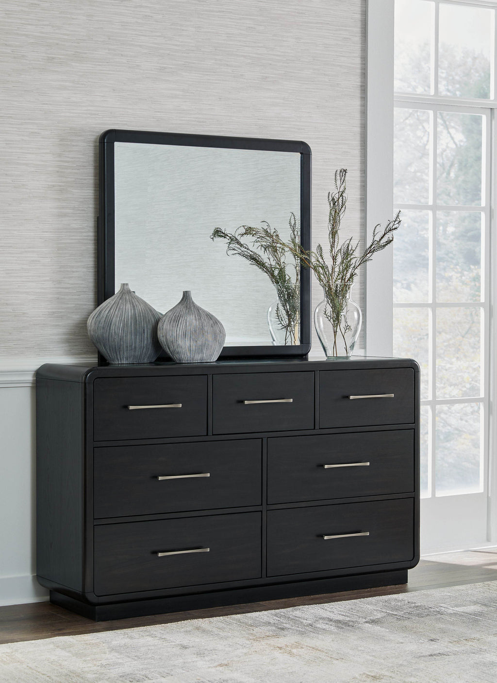 Rowanbeck - Dresser And Mirror - Black-2