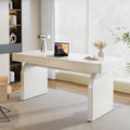 63 Inch White Desk With Drawers Modern Office Desk