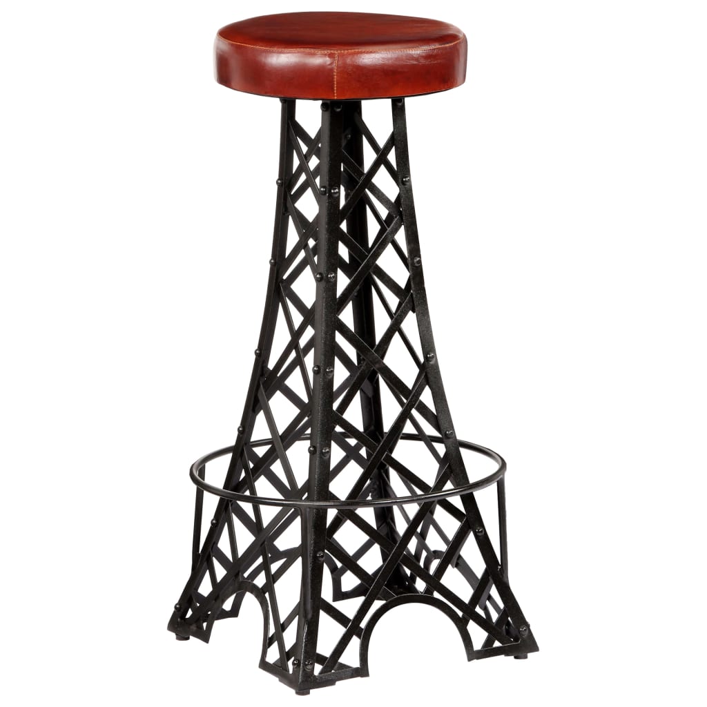 NNEVL Bar Stools 2 pcs Real Leather
