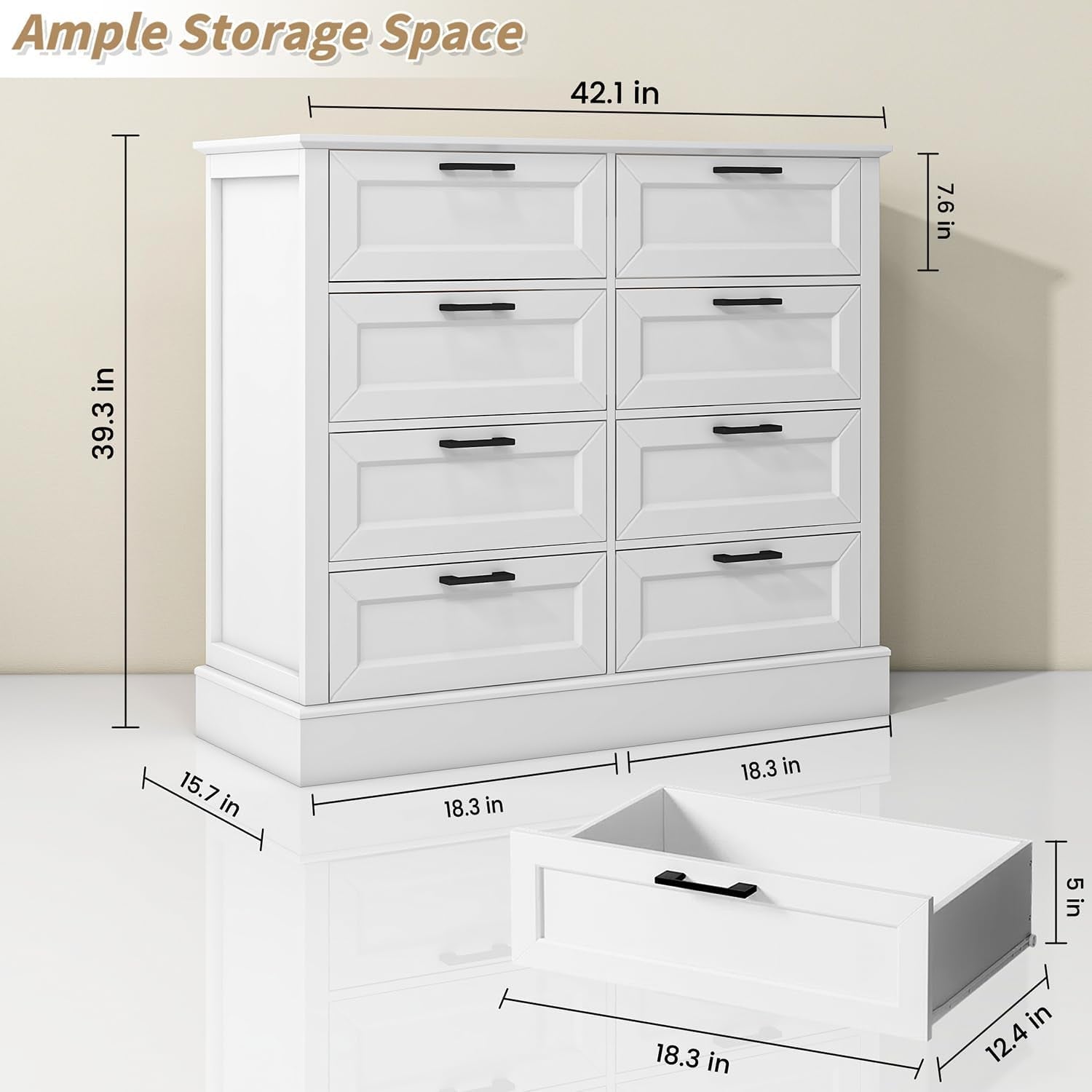 Contemporary Farmhouse White Dresser With Six Drawers