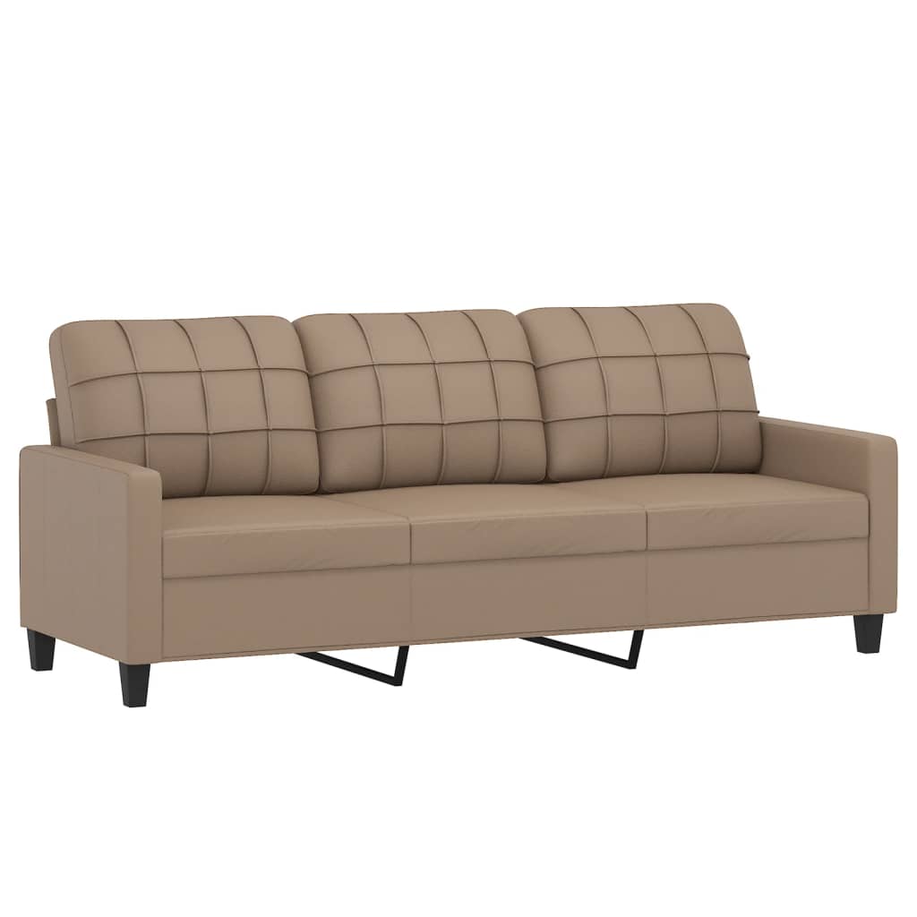 NNEVL 3 Piece Sofa Set with Pillows Cappuccino Faux Leather-4
