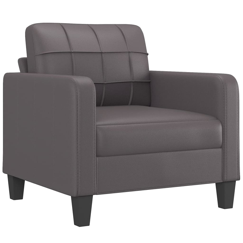 NNEVL 4 Piece Sofa Set with Pillows Grey Faux Leather-2