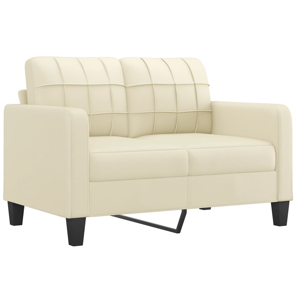 NNEVL 2 Piece Sofa Set with Pillows Cream Faux Leather-2