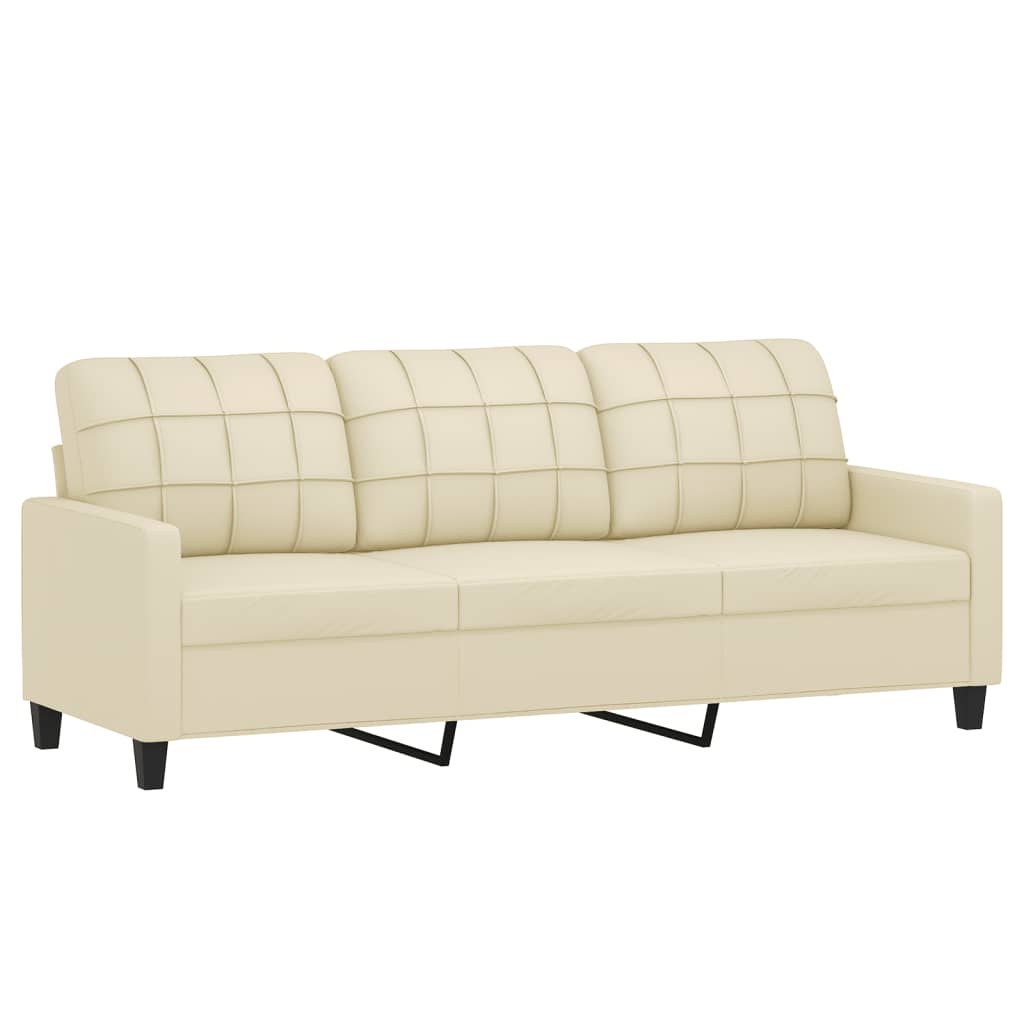 NNEVL 2 Piece Sofa Set with Pillows Cream Faux Leather-3
