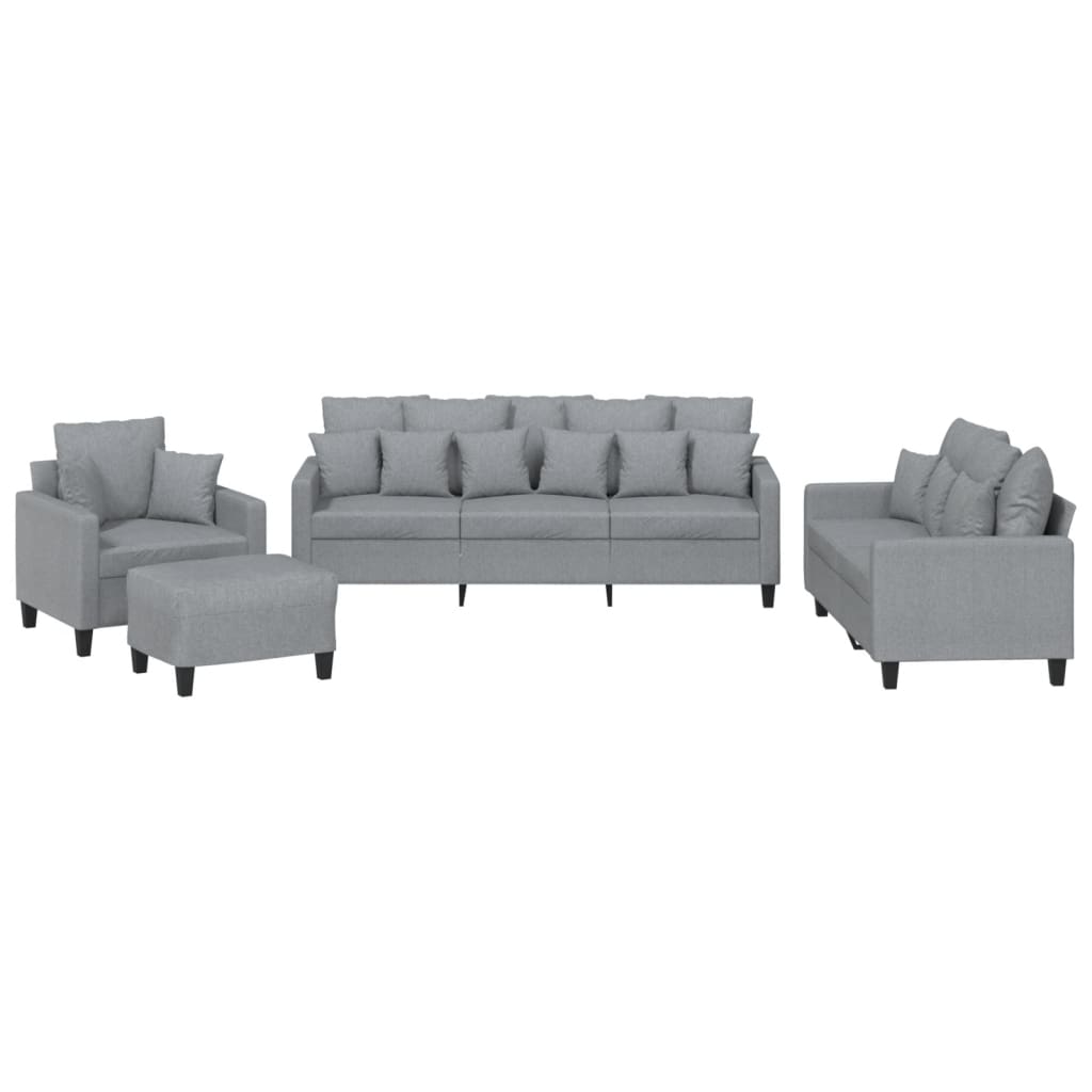NNEVL 4 Piece Sofa Set with Pillows Light Grey Fabric-1