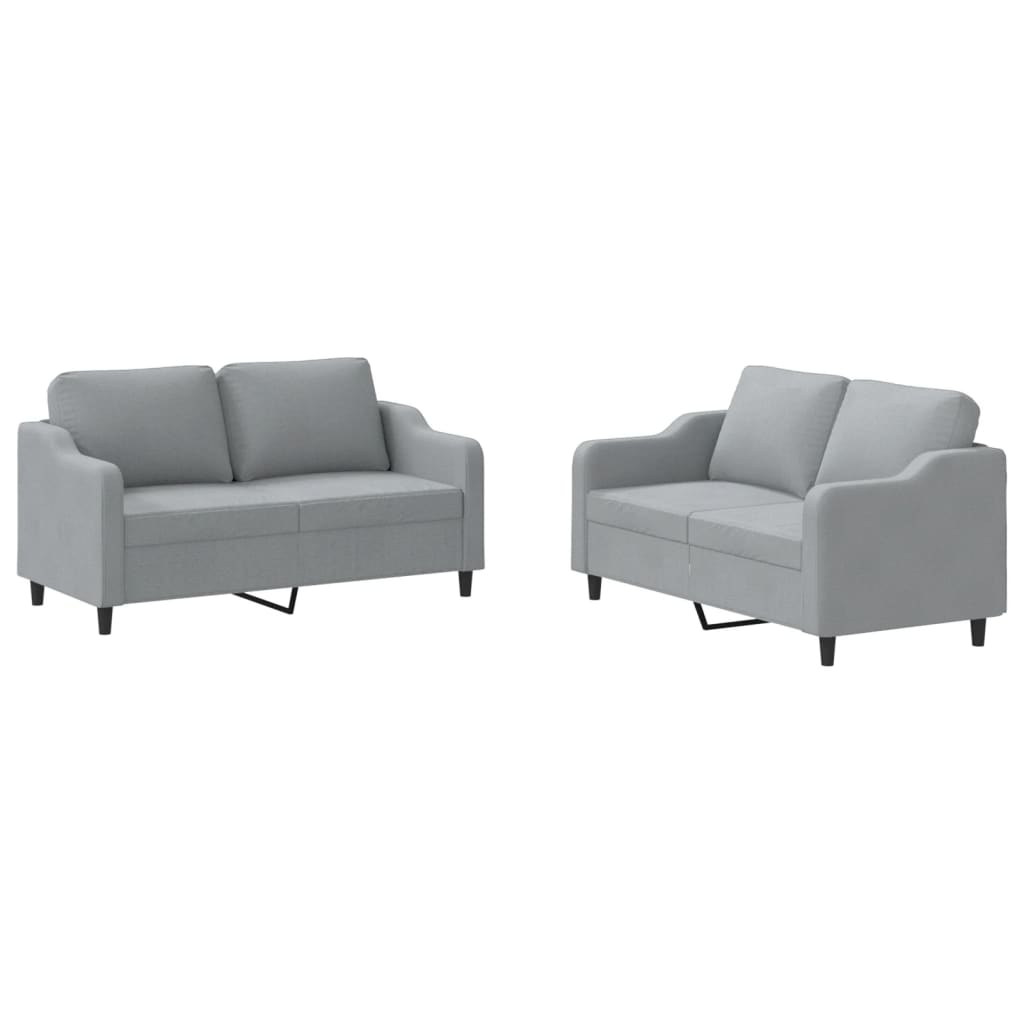 NNEVL 2 Piece Sofa Set with Cushions Light Grey Fabric-1