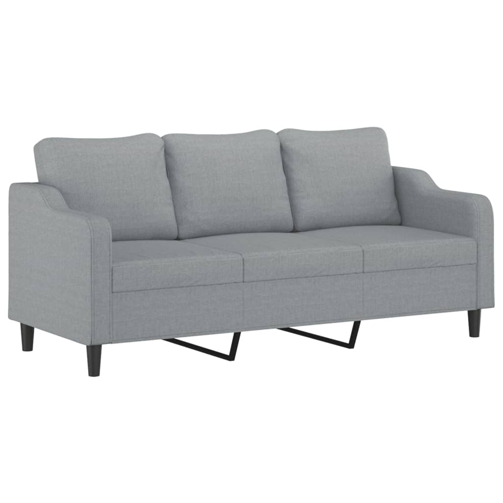 NNEVL 3 Piece Sofa Set with Cushions Light Grey Fabric-3
