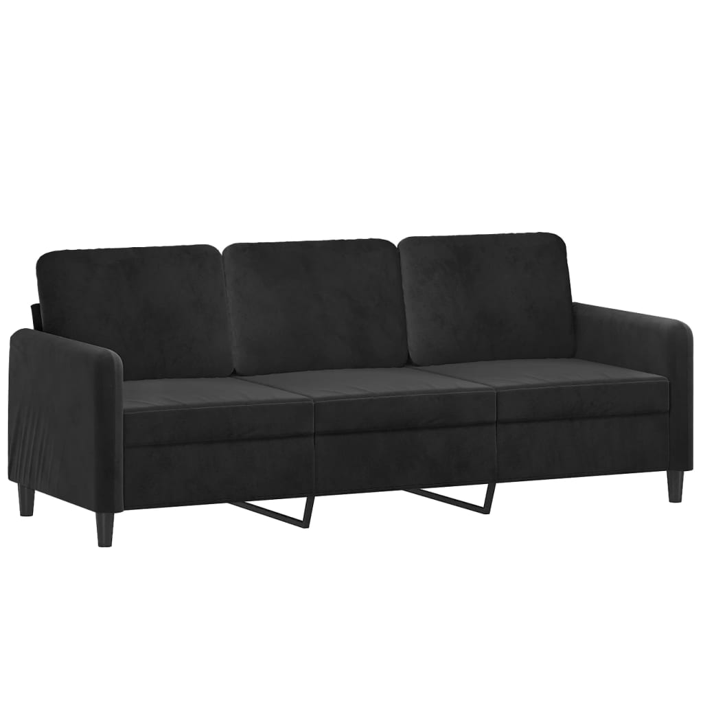 NNEVL 3 Piece Sofa Set Black Velvet-3