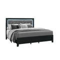 Carlos Modern Queen Bedroom Set with Upholstered Headboard and LED Accent Lighting in Black Wood Finish