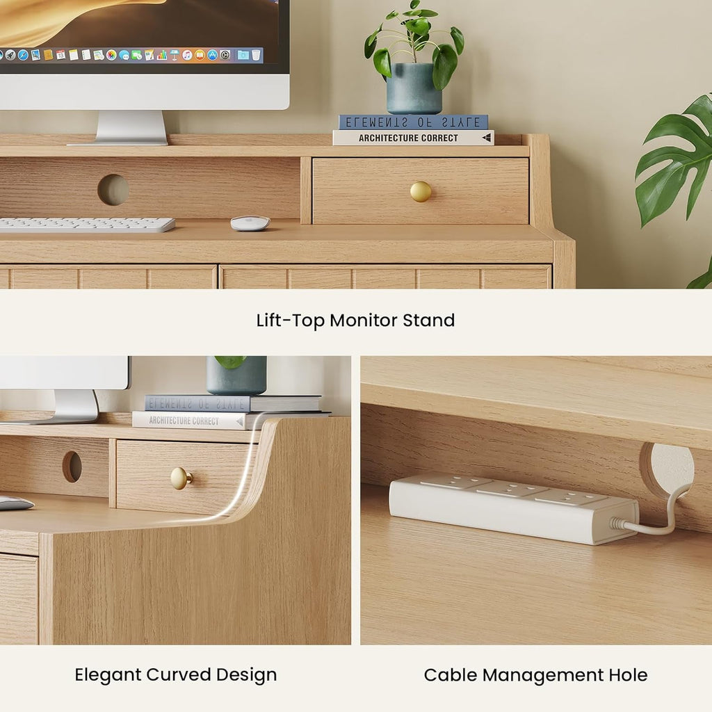 Executive Workstation Desk With Drawers 47Inch Wide