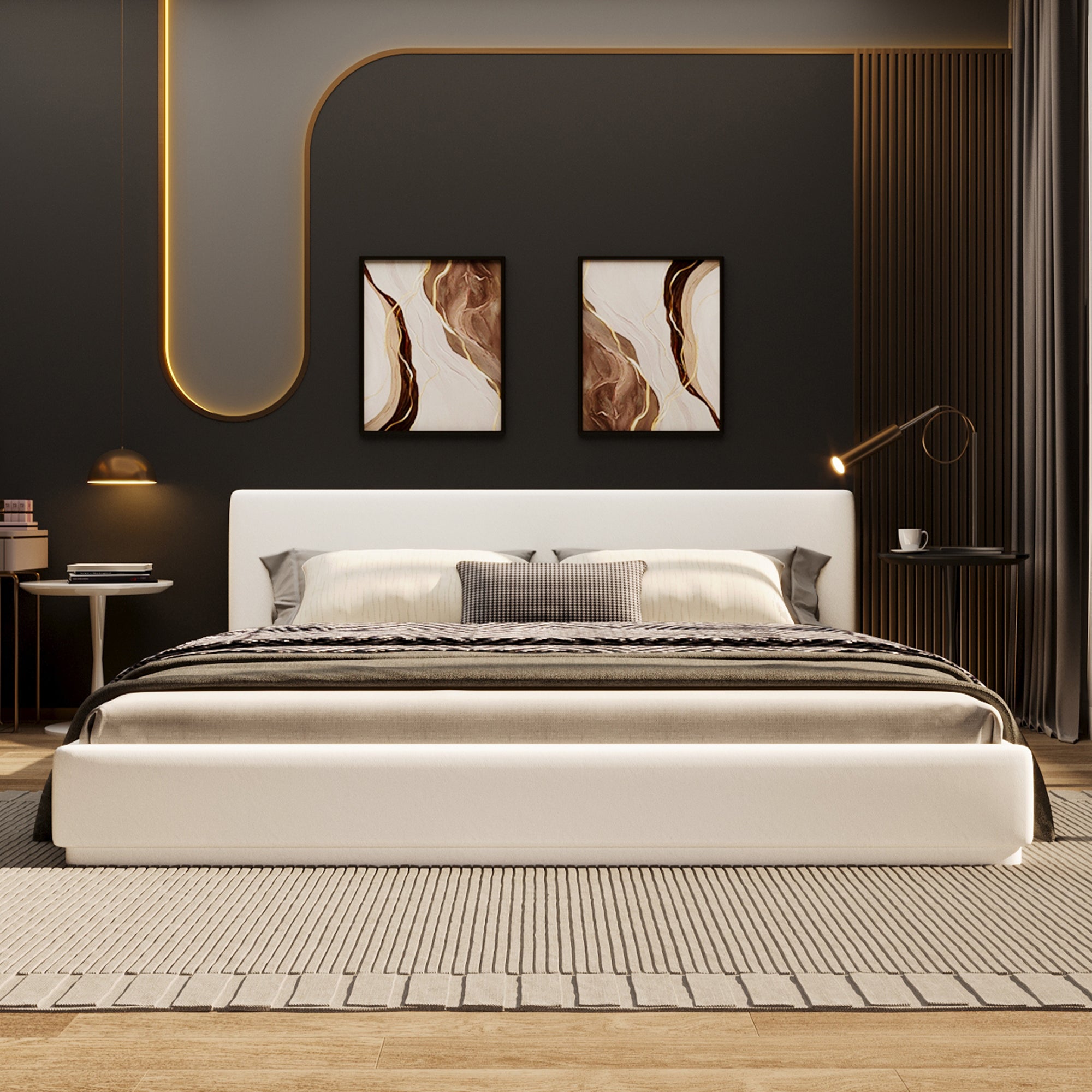 Velvet Soft and Comfortable Upholstered Queen Bed Frame