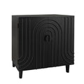 30' Black 2-Door Storage Cabinet, Art Deco Wood Bead Accent Cabinet with Adjustable Shelf, Mid-Century Modern Engineered Wood Sideboard, 30x15x31.7 Inches