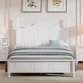 Full Size Wood Platform Bed Frame,Retro Style Platform Bed with Wooden Slat Support,White
