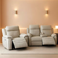 Grey Power Reclining Sofa Loveseat With Bluetooth Speakers