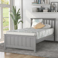 Classic Gray Wood Platform Bed Twin Size with Headboard and Footboard