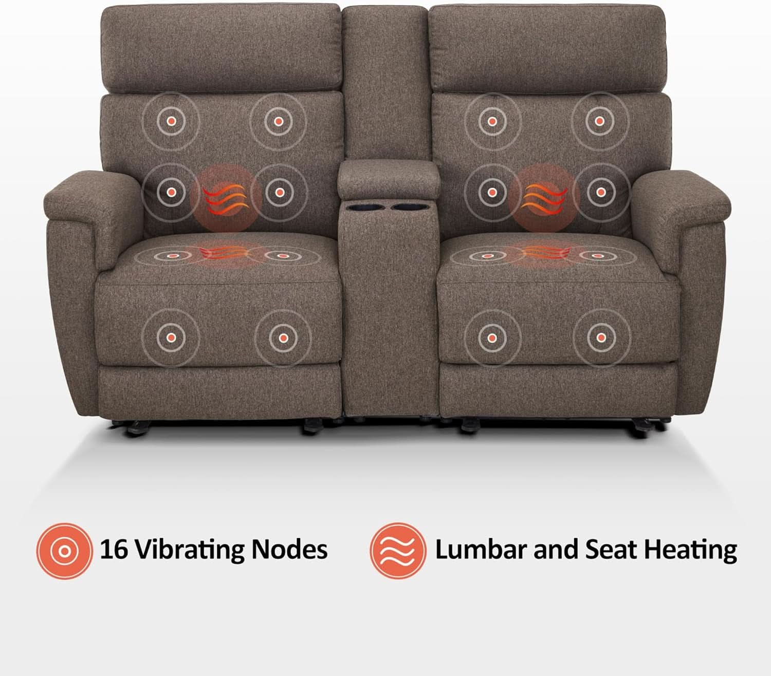 Mocha Power Recliner Loveseat With Massaging For Living Room Comfort-4