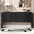 Wave-Pattern Console Table with 4 Doors and Adjustable Shelf