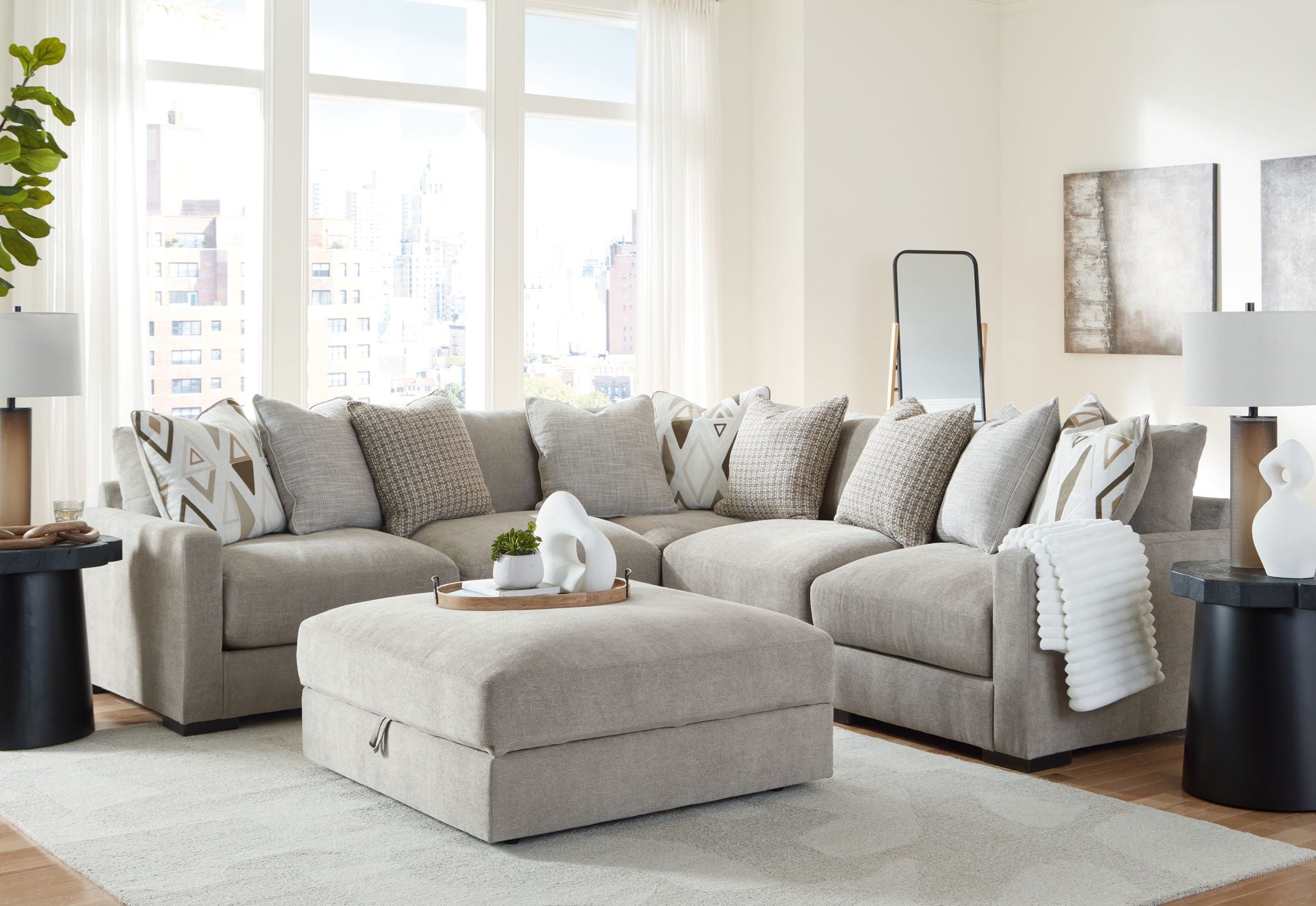 Aslan Court - Sectional With Ottoman Set-1