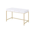 Ottey White High Gloss & Gold Finish Writing Desk