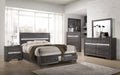 Traditional Queen 5 PC Storage Bedroom Set in Gray made with Wood