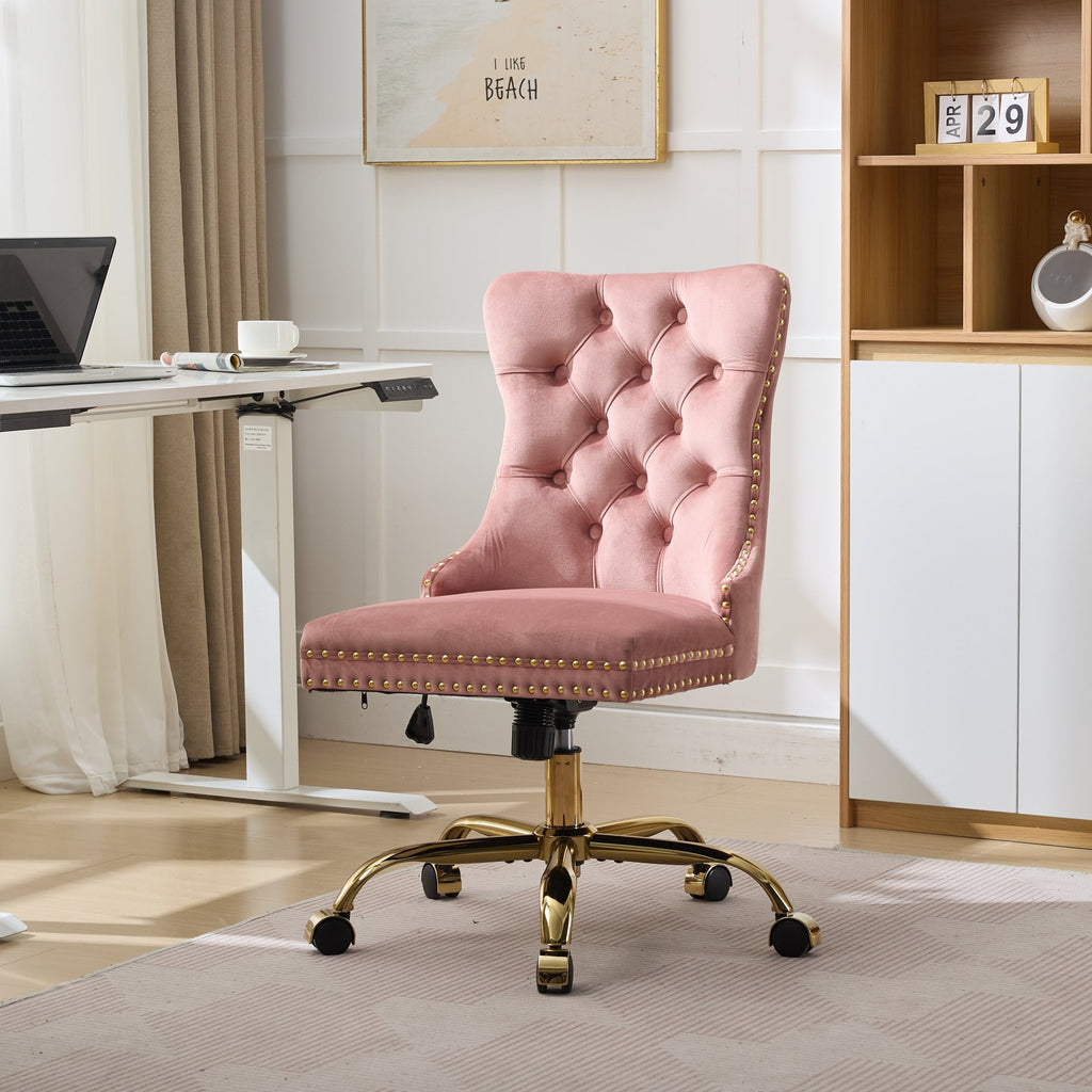 Pink  Velvet Modern Office Chair