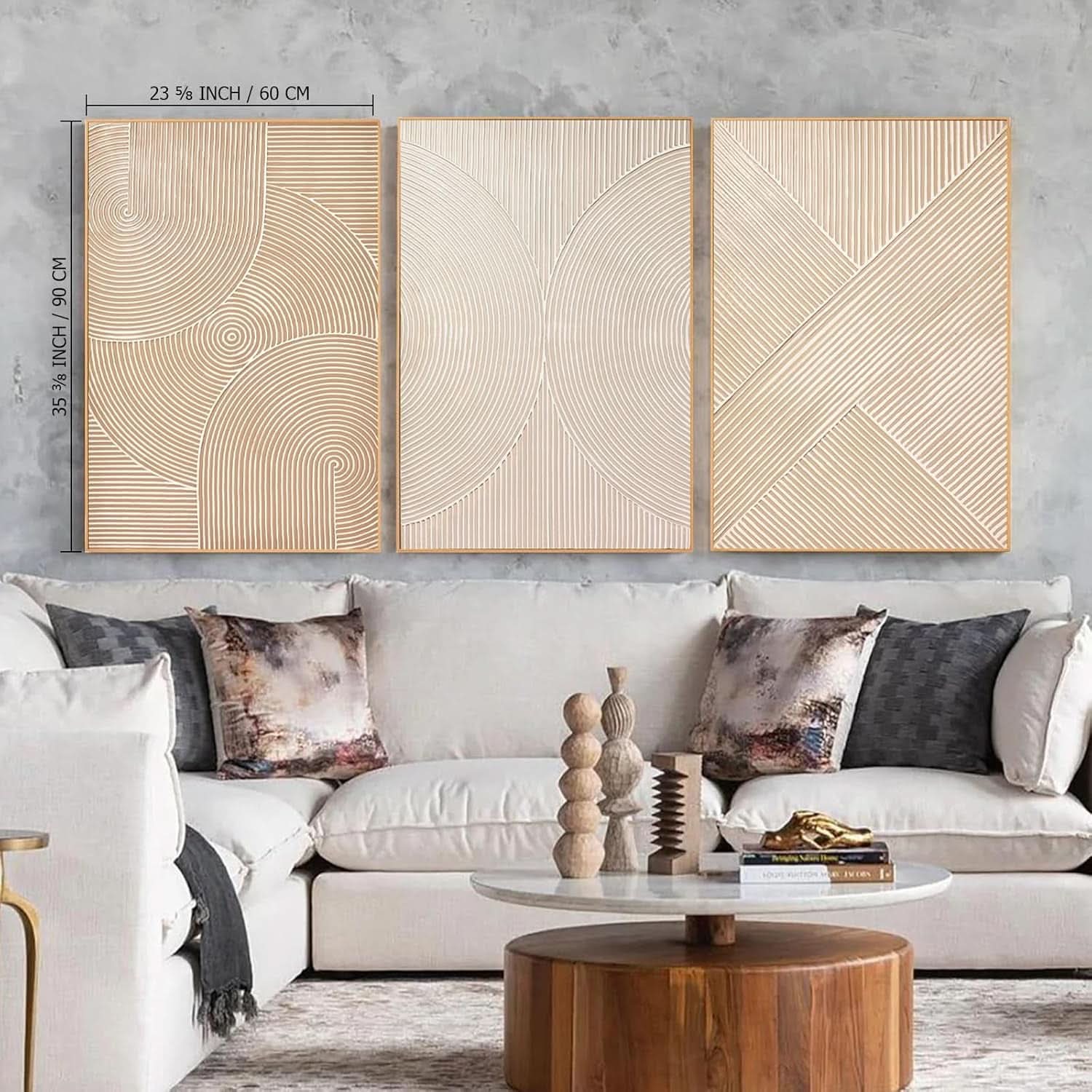 Neutral Oversized 3D Textured Abstract Expressionist Wall Art-1