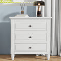 U_STYLE 28''painted Nightstand with 3 Drawers and Smooth Gliding Rails ,Simple Bedside Cabinet with Metal handle, Minimalist Sofa Side Table with rubber legs for Bedroom Sofa Couch Office
