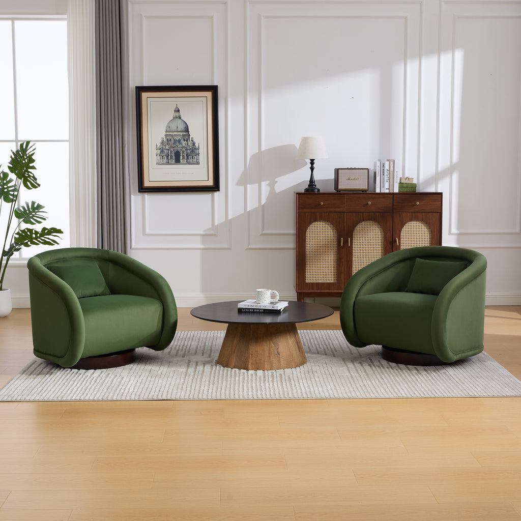 Forest Green  360-degree Swivel Barrel Chair