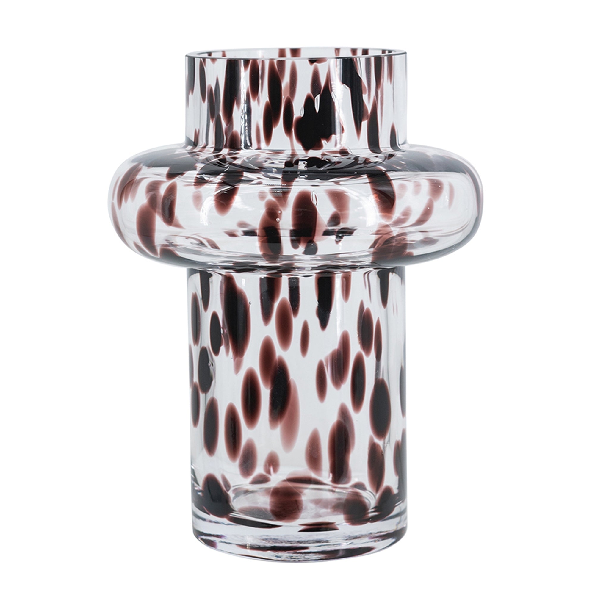 Clear Glass Accent Vase with Artistic Amber Spots