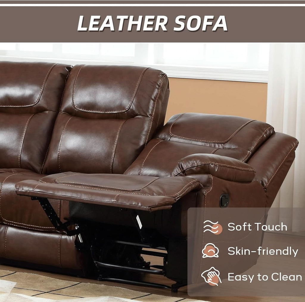 Manual Recliner Sofa Set Brown Living Room Collection-3