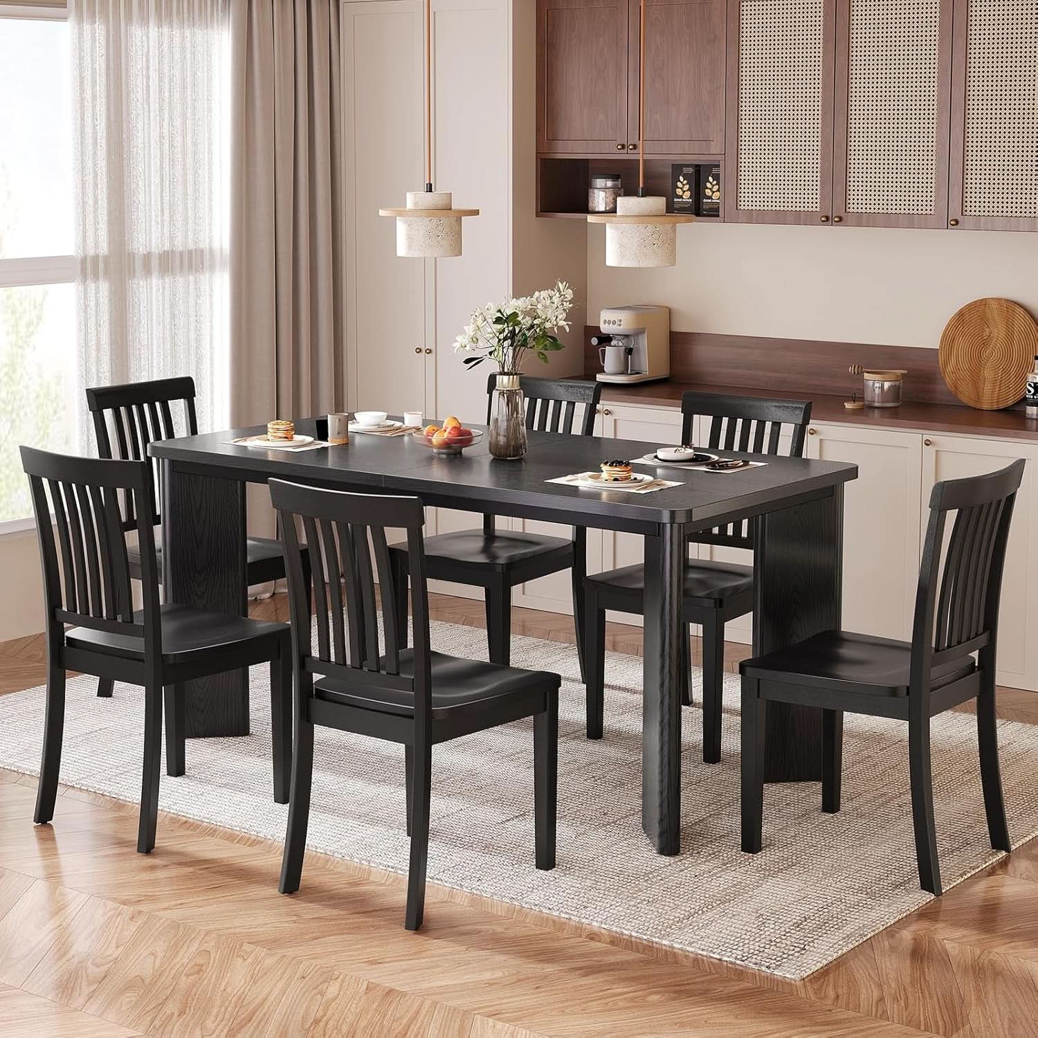 63 Inch Black Rectangular Dining Table Industrial Sturdy-4