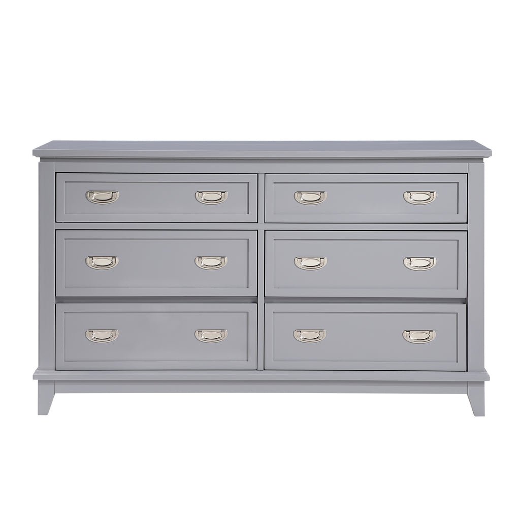Gray Finish Dresser with 6 Drawers Wooden Modern Bedroom Furniture 1pc